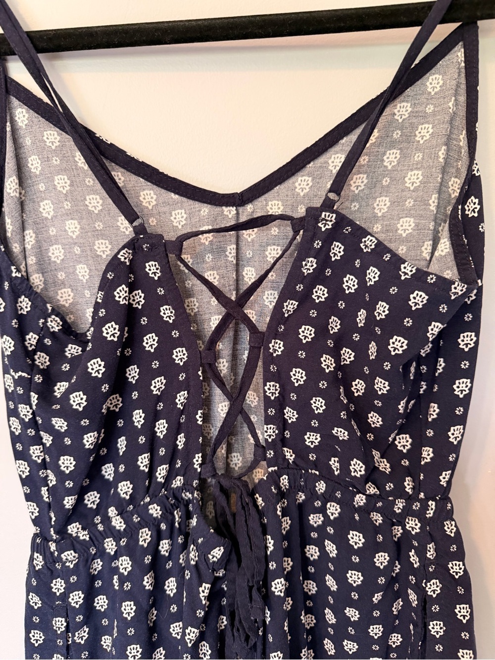 Garage Navy Blue and White Printed Romper - Picture 4 of 5